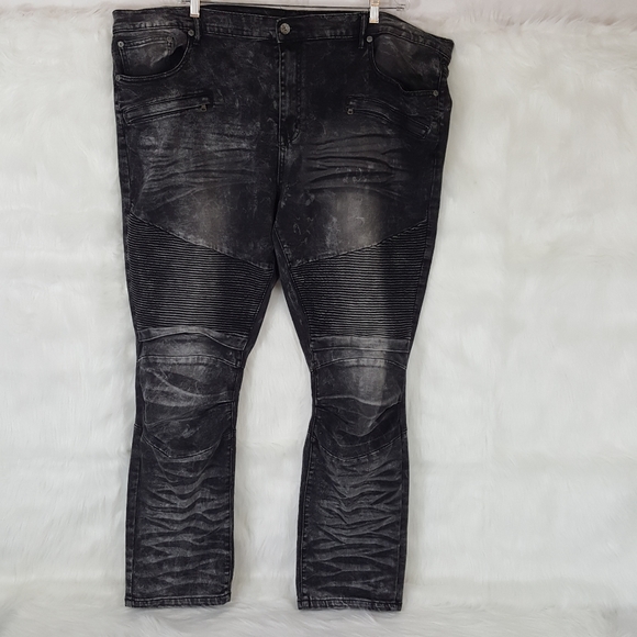 Blue Stitch Black Moto Jeans Big & Tall - Picture 6 of 8